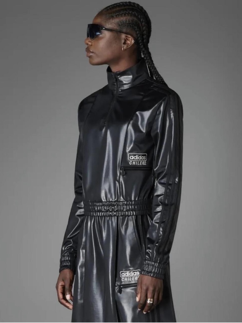Adidas Chile 62 Women’s Black Leather Quarter Zip Jacket